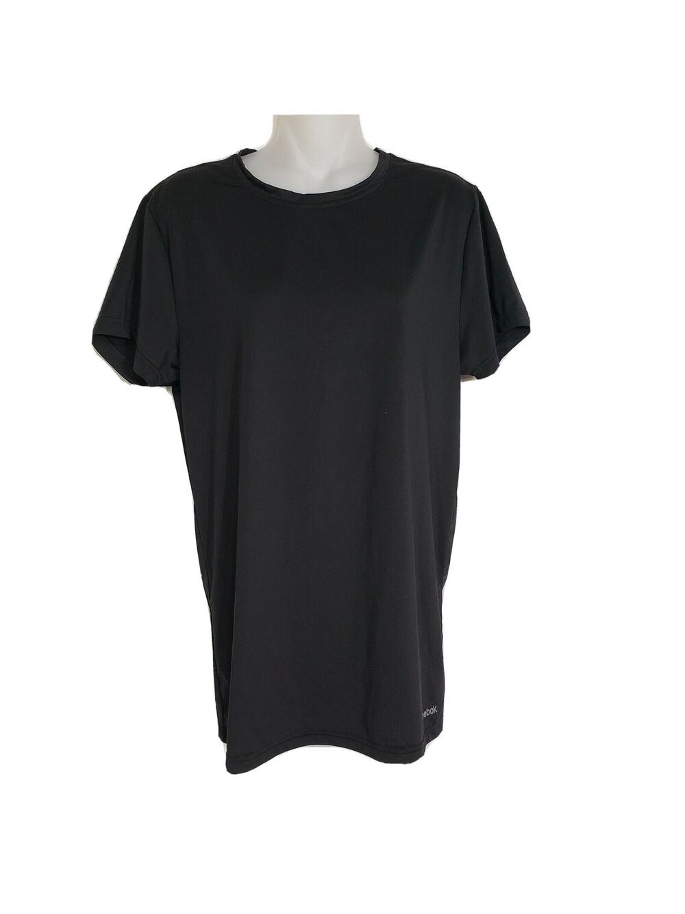 Reebok Women's T Shirt Medium Black Short Sleeve Stretch Athletic Tee Top Crew